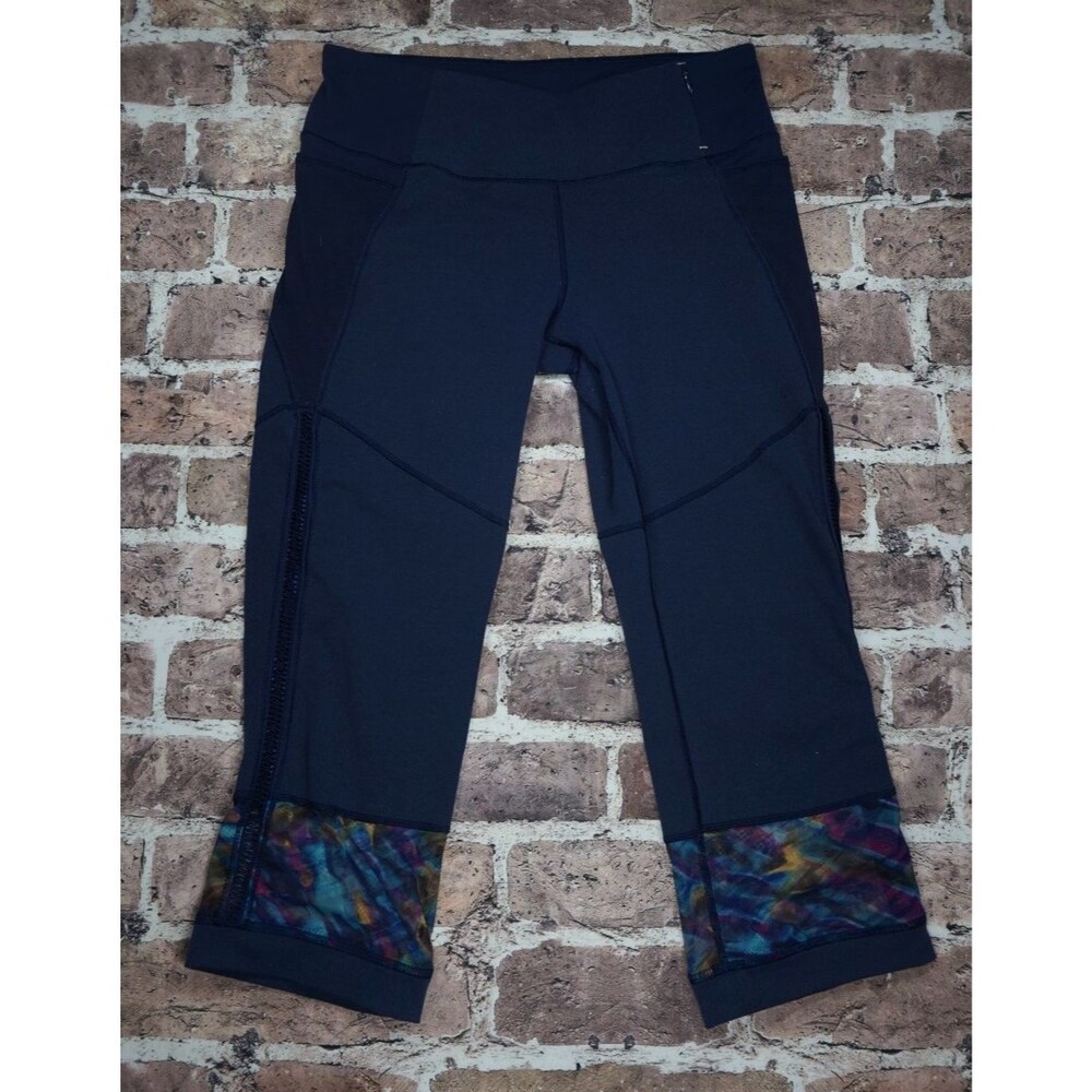 Calia Crop Athletic Leggings Navy Women Sz M Mesh